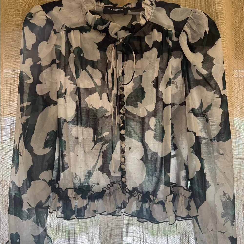 The Kooples Black and White Floral Blouse - Picture 1 of 3